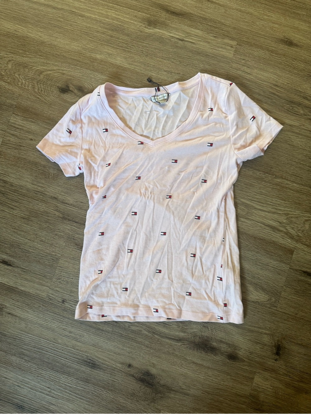 Tommy Hilfiger Light Pink V-Neck Logo Tee